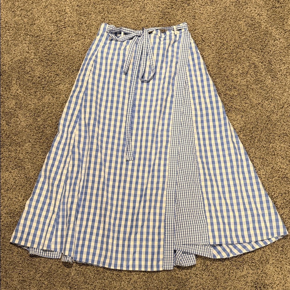 Thakoon Blue and White Gingham A-Line Skirt